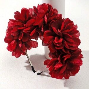 Elegant dark cranberry red Floral Headband